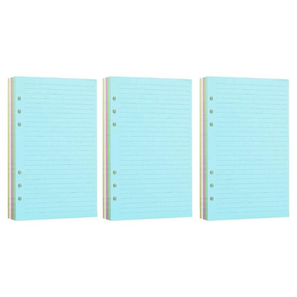 Relógios de parede 1 Conjunto 3pcs de seis buracos Papel de folha solta A5 Notebook