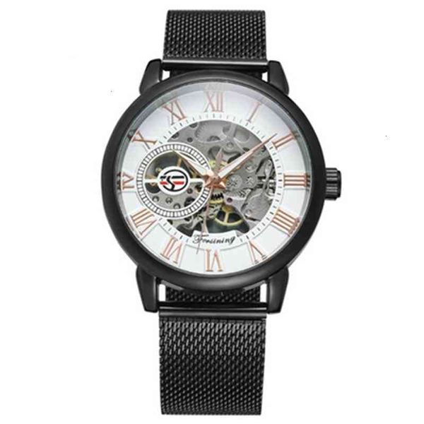 

hand operating mechanical clock men's with holle net belt, Slivery;brown