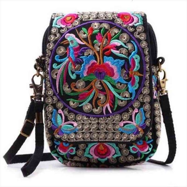 

bolsa feminina school backpack womens canvas beautiful floral embroidered pattern ethnic crossbody shoulder bag
