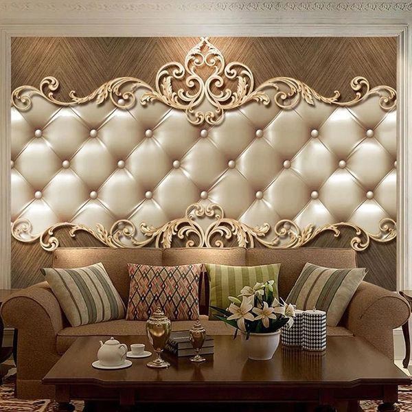 

custom 3d self adhesive wallpaper european style retro soft roll flower murals living room tv bedroom background decor painting wallpapers