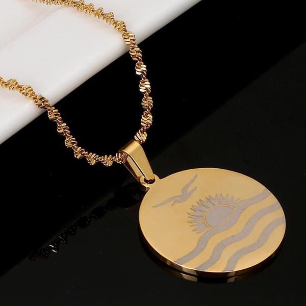 

pendant necklaces stainless steel kiribati styles for women trendy round chain jewelry, Silver