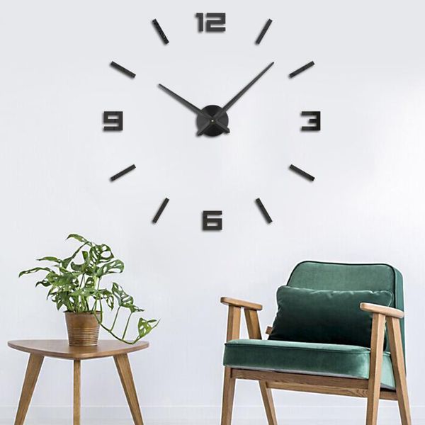 

large wall clock modern design quartz 3d diy big decorative kitchen clocks acrylic mirror stickers home decor