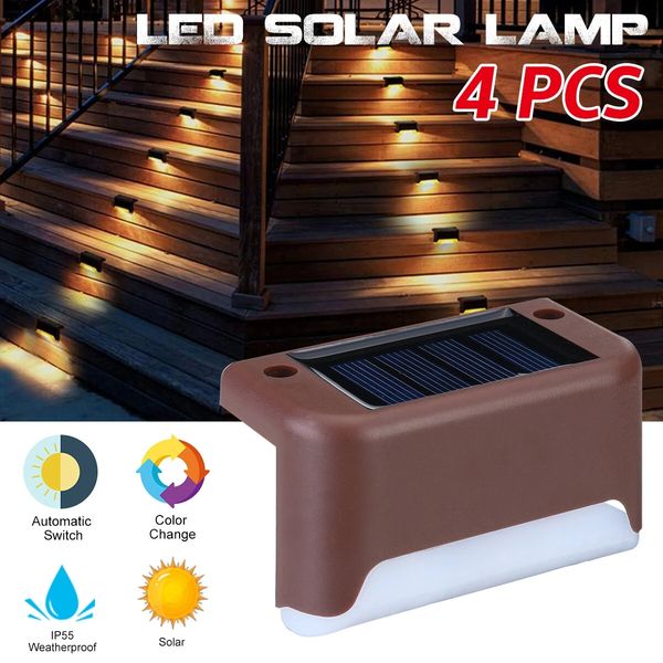 

4pcs led solar path stair lamp outdoor waterproof wall lawn light for garden home