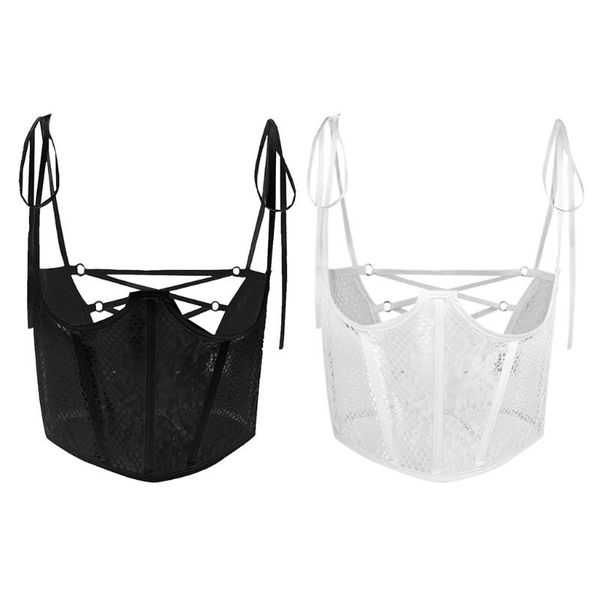 

belts lace hollow corset women's fashionsee through cummerbunds belt cupped shapewear vest with strap for party club, Black;brown