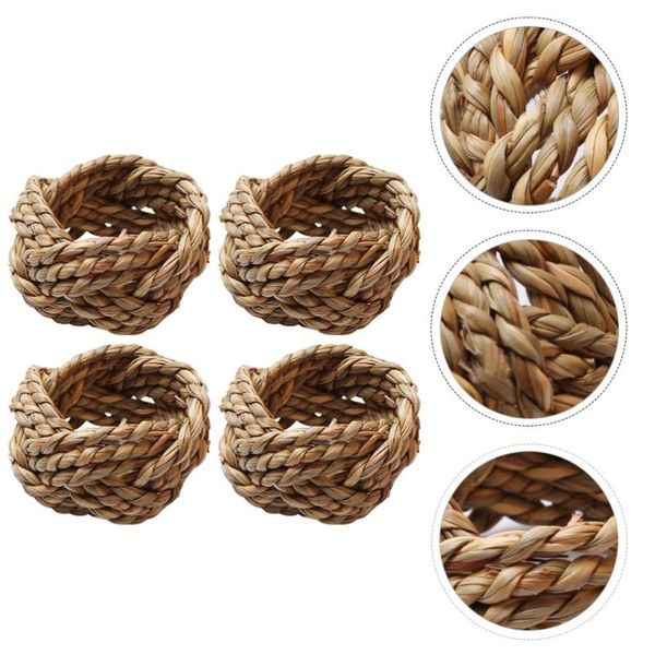 

napkin rings 4pcs straw ring dining table decoration woven holder