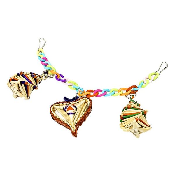 

other bird supplies cage natural grass woven chew toy for birds, colorful parrot hanging decorations, acrylic soft swing bridge