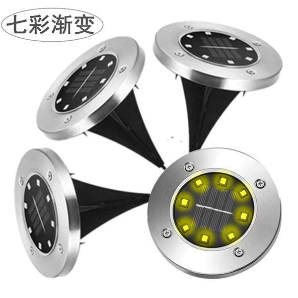 

new stainless steel lawn solar buried garden 8led colorful landscape lamp