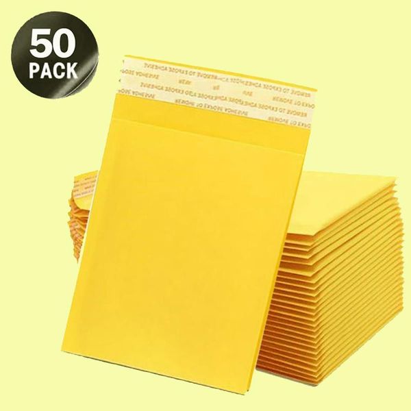 

packing bags 50pcs yellow kraft paper bubble padded mailing envelopes for mailer gift packaging self seal courier storage