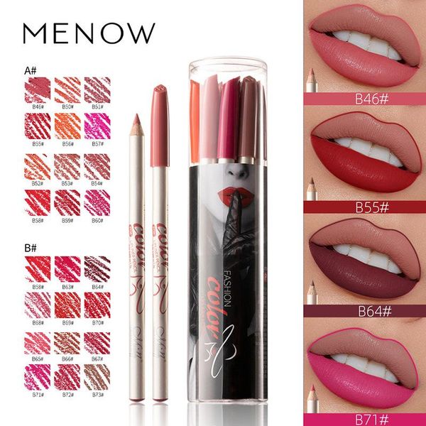 

lip pencils cross border sale menow mellow 12 color liner p130 matte wood waterproof durable foreign trade explosion