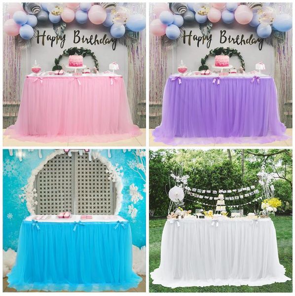 

table skirt wedding party tutu tulle cover tableware cloth baby shower home decor skirting birthday halloween