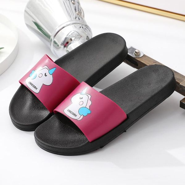 

slippers mntrerm for women cartoon animals shoes 2021 summer flip flops couples flat indoor beach swimming home slipper, Black