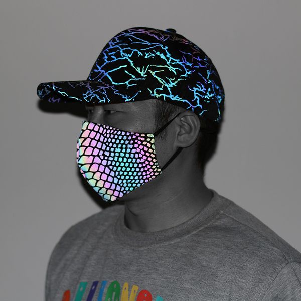 

colorful printed reflective mask fashion minous snake mushroom