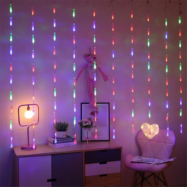 

strings outdoor xmas snowflake led curtain string lights star moon waterproof holiday party connectable fairy