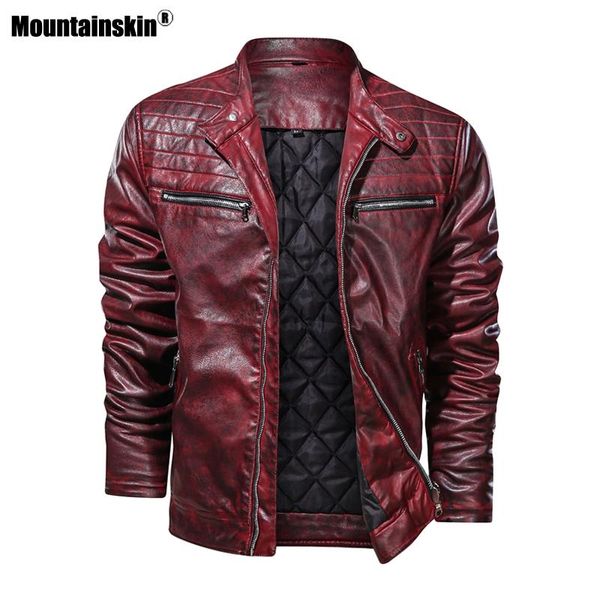 

men's fur & faux mountainskin motorcycle leather jacket winter autumn mens slim fit pu coat thick warm mt001, Black