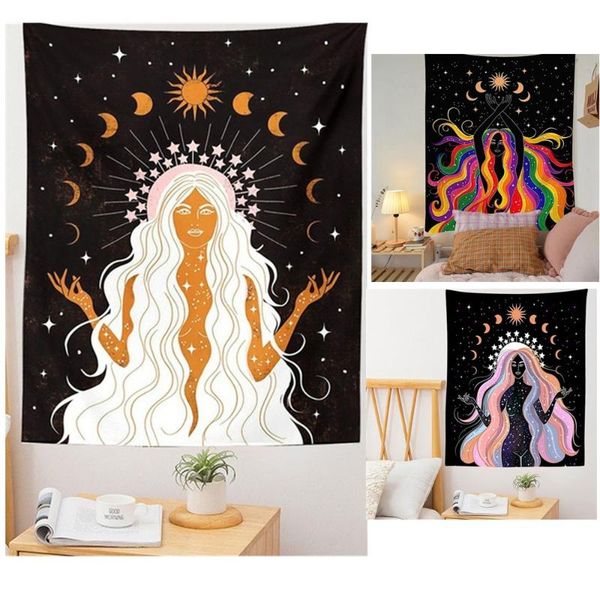 

tapestries moon phase tapestry bohemia wall hanging sun star pattern hippie witchcraft sky carpet mural bedroom decoration