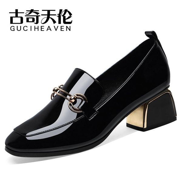 

dress shoes square toe thick-heeled single set foot solid color women platform women's 9834, Black