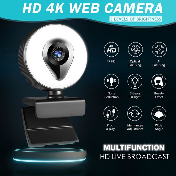 Webcam 4K SailVde Autofokus Web Kamera 1080P Computer USB Webcams 2K Volle Webkamera mit Mikrophon Privatsphäre Abdeckung für YouToBe