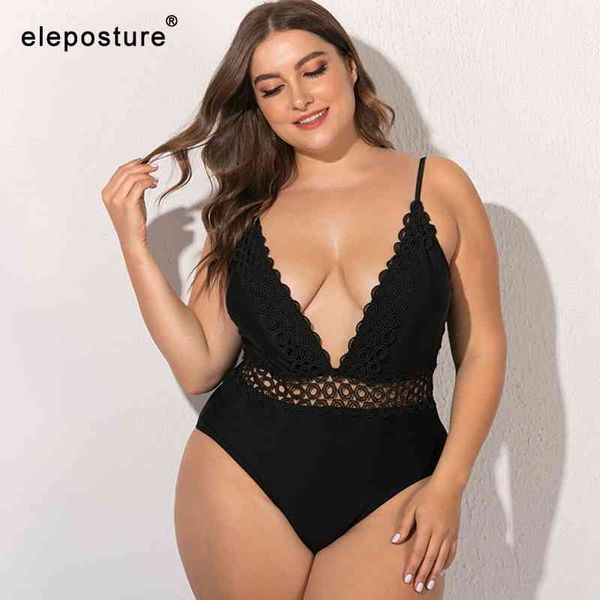 Costume da bagno sexy taglie forti Costume da bagno donna V profondo Costume da bagno scava fuori Costume da bagno estivo Nuoto 5XL 210521