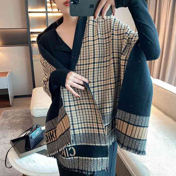 

scarf neckerchief scarves 2021 versatile imitation cashmere shawl tassel female quan zhixian with lengthened and thickened warmth, Blue;gray