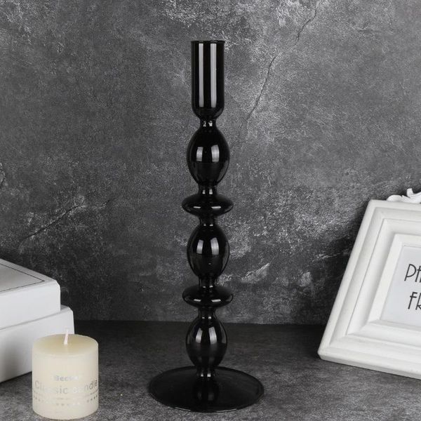 

candle holders modern handmade vintage geometric glass candlestick wedding decoration home decor accessories black #40