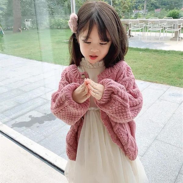 

pullover girl sweater kids babyÂ outwear Â 2021 retro fleece thicken warm winter autumn knitting cardigan children clothing, Blue