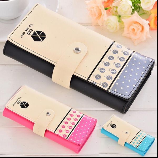 

women wallets exo brand lady handbags coin purse hasp moneybags cards holder pu leather long girl woman clutch wallet burse, Red;black