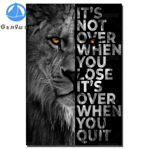 

diamond painting animal wall decor embroidery lion poster its over when you quit insparing phrase mosaic home office