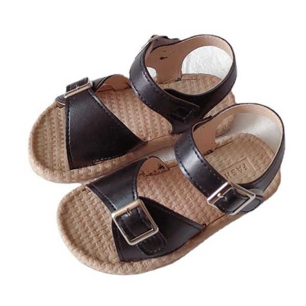 

children summer sandals for girls 1-6 years baby princess dress shoes kids soft sole beach size 21-30, Black;red