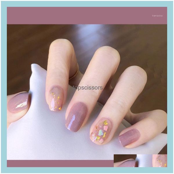 

false art salon health & beautyfake nails glue on press french tips nail short display1 drop delivery 2021 q1smi, Red;gold