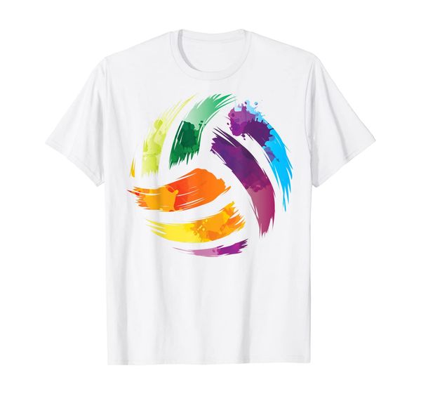 

colorful volleyball shirt | cute colorsplash ball tee gift, White;black
