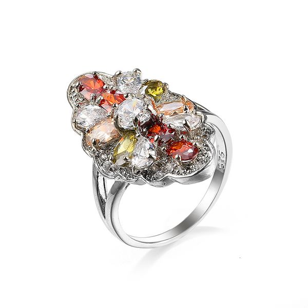 

jewelry zircon selling hand geometric flower ring, Slivery;golden