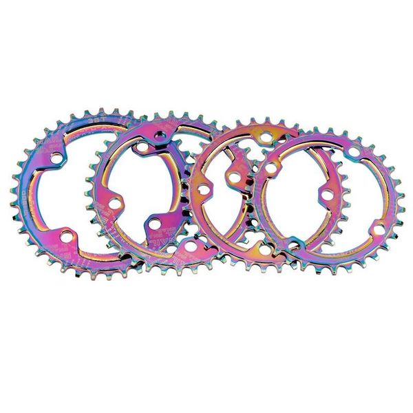 

bike heels & chainwheels 104 bcd narrow wide rainbow bicycle chainring 32/34/36/38t circular chainwheel colorful mtb crankset plate cra