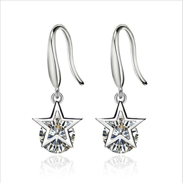 

dangle & chandelier temperament star silver colour drop earrings for women's female crystal ear hook korean style jewelry gift