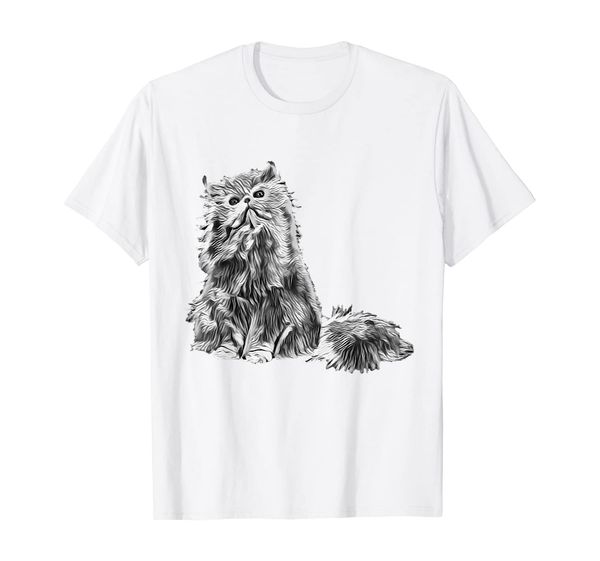 

persian cat t-shirt, White;black