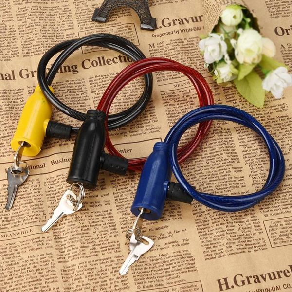 

bike locks cycling 8x640mm cable anti-theft bicycle scooter safety lock with 2 keys alarm 1pcs