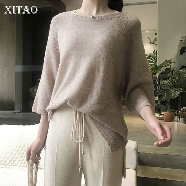 

women's sweaters xitao thin perspective sweater off shoulder knitted elegant autumn fashion small fresh pullover full sleeve wld2976 4o, White;black