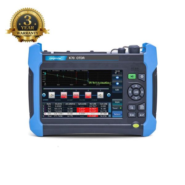 

orientek k70 otdr reflectometer optical time sm domain 1310/1550nm w/ vfl power meter fiber optic equipment