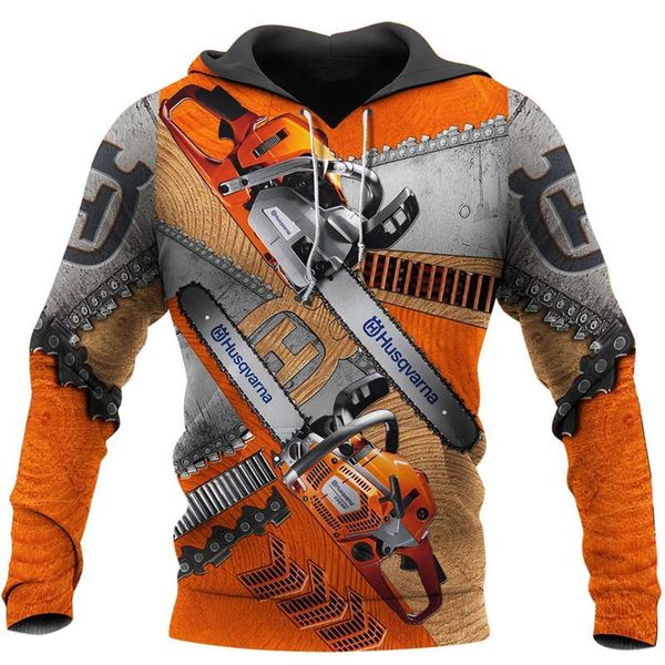 

men's hoodies & sweatshirts the most fashionable 3d printing chainsaw logging series hoodie casual street hip hop harajuku zipper swe, Black