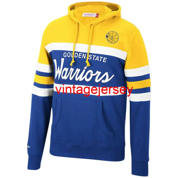 

golden state mitchell & ness head coach pullover hoodie s-3xl, Blue;black