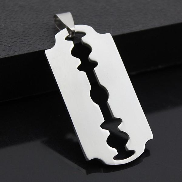 

gift 1pcs stainless steel razor blades pendant necklaces men male shaver shape necklace geometric wife, Silver