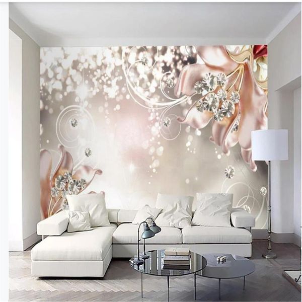 

wallpapers fantasy modern wallpaper for living room 3d three-dimensional jewelry flower background wall