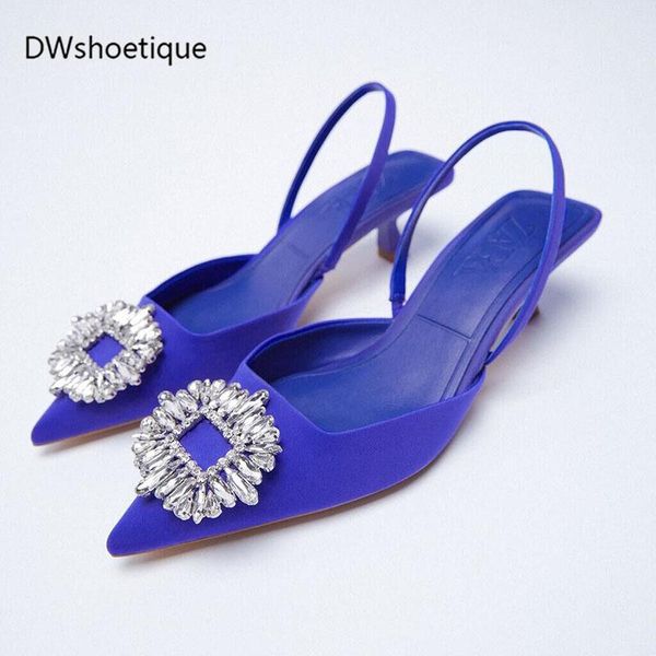 

dress shoes blingbling crystal women slingbacks pointed toe thin heel, Black