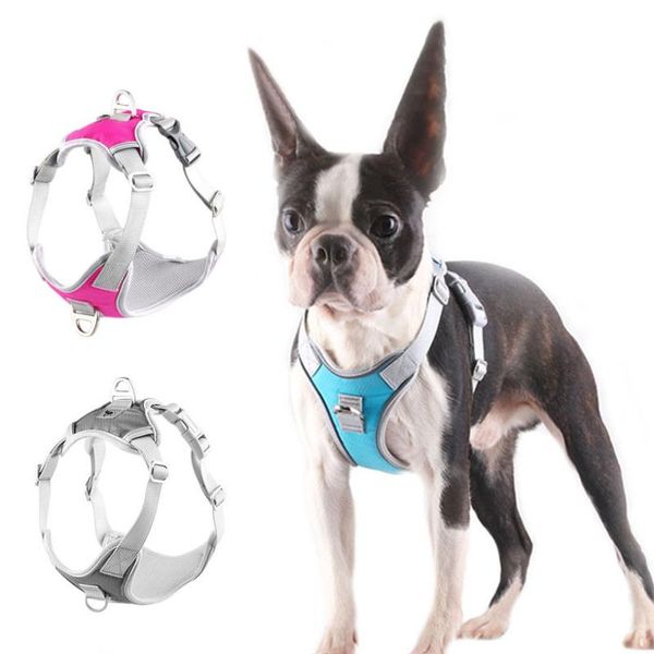 

dog collars & leashes dogs harness vest reflective small medium pet soft breathable harnesses collar walking training products