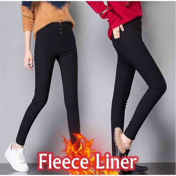 

black high waist women's pencil pants stretch leggings bodycon buttons trousers for women autumn winter velvet xxxl 210524, Black;white