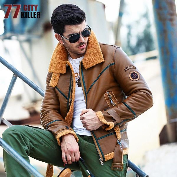 

men's fur & faux 77city killer winter leather jackets men coats casual motorcycle jacket thicken velvet outwear overcoat for man, Black