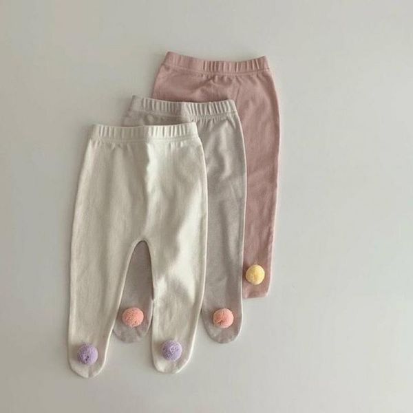 Collant da bambina Pompon Design Baby Girl Collant Baby Boy Primavera e Autunno Nuovi Pantaloni Calza di pizzo 210413