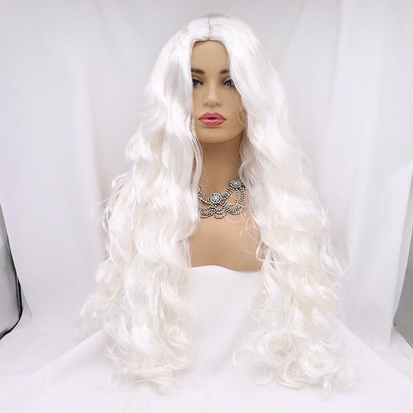 

curly synthetic lace front wig cosplay glueless white body water wave ginger headband u part wigs for black women