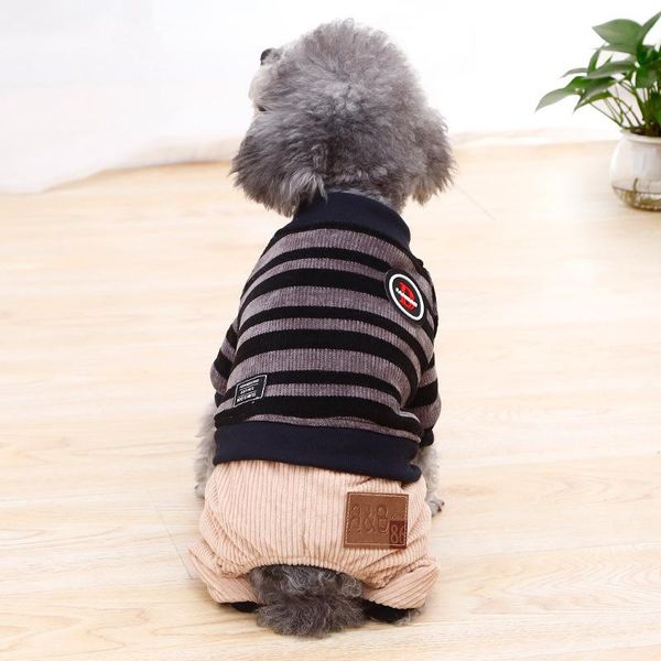 

dog apparel clothes autumn and winter thickened double corduroy striped three colors pet drop