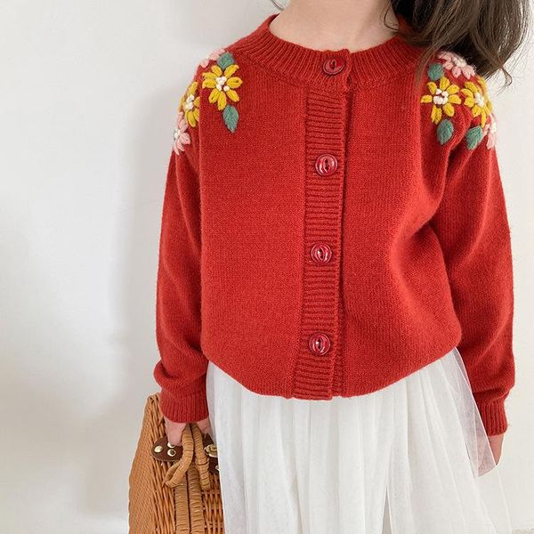 

koodykids baby girls knitted sweaters knitting cardigans spring kids soft red autumn outwears 1-7 years pullover, Blue