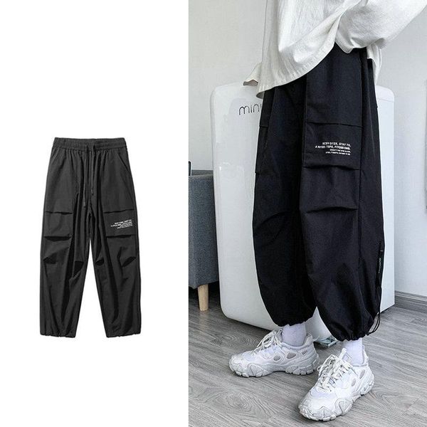 

men's pants cargo streetwear harem 2021 multi-pocket man casual jogger harajuku male fashion trousers s-5xl, Black